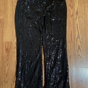 New York & Company Black Sequin Wide Leg Pants